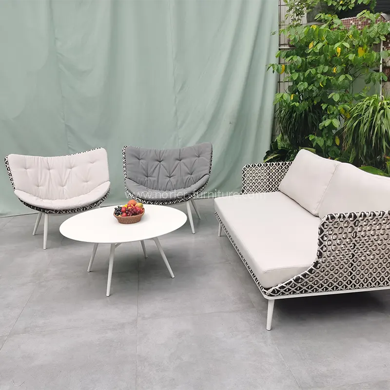 อลูมิเนียมอัลลอยด์แบบทนทานเฟรมเคลือบเฟรม Rattan โซฟา