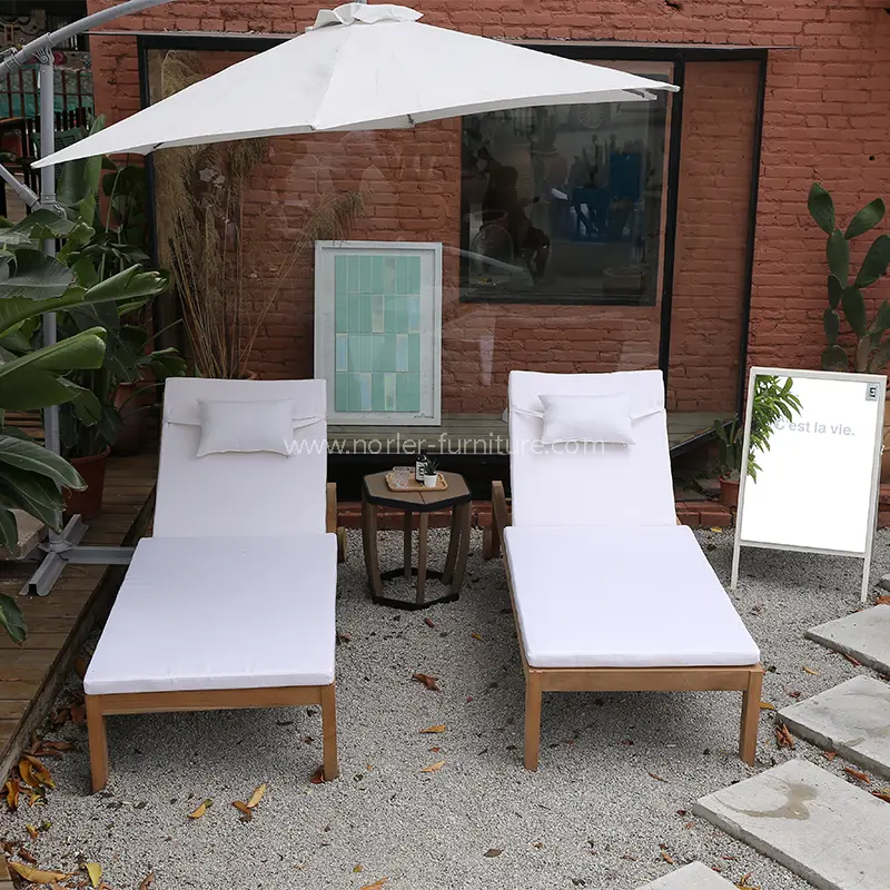Lounger Sun Lounger ไม้สักกลางแจ้งระดับสูง