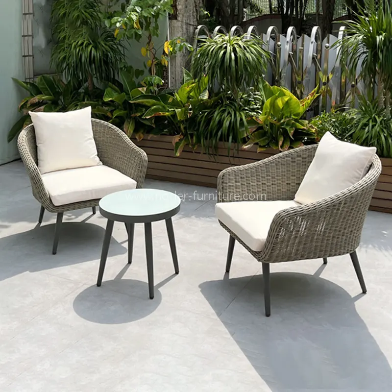 การพักผ่อนอลูมิเนียมกลางแจ้งเฟรม PE Rattan Balcony Set