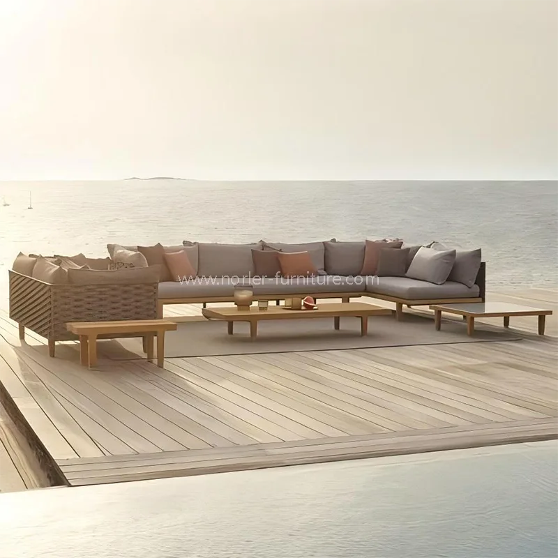 เชือกไม้ไม้สักกลางแจ้งที่ทันสมัยเชือกโซฟาทอ