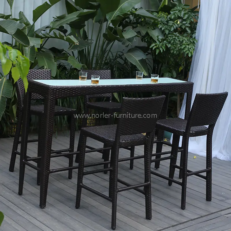 โต๊ะและเก้าอี้ Rattan Rattan กลางแจ้ง